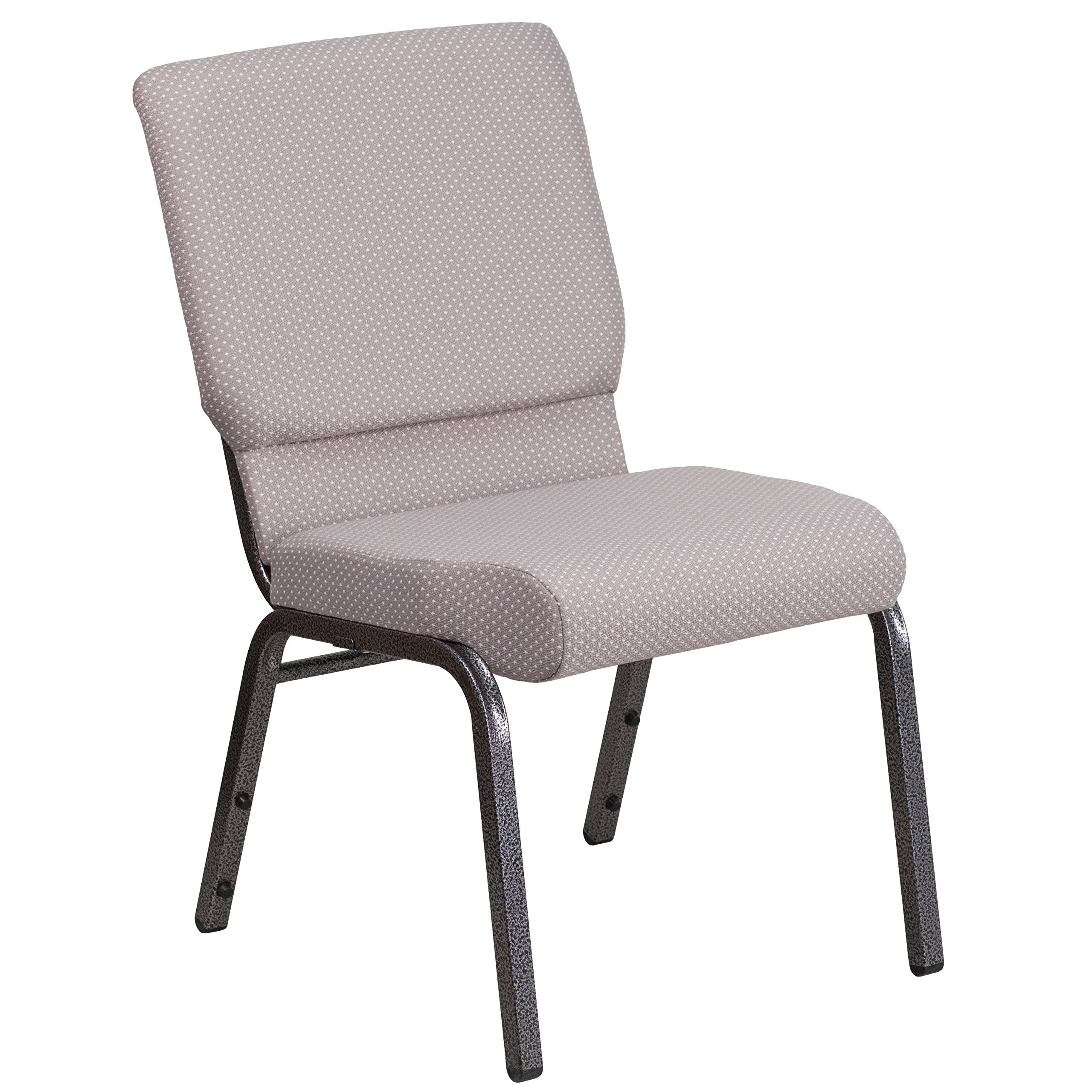 Flash Furniture Hercules Series 18.5''W Stacking Church Chair In Gray Dot Fabric - Silver Vein Frame